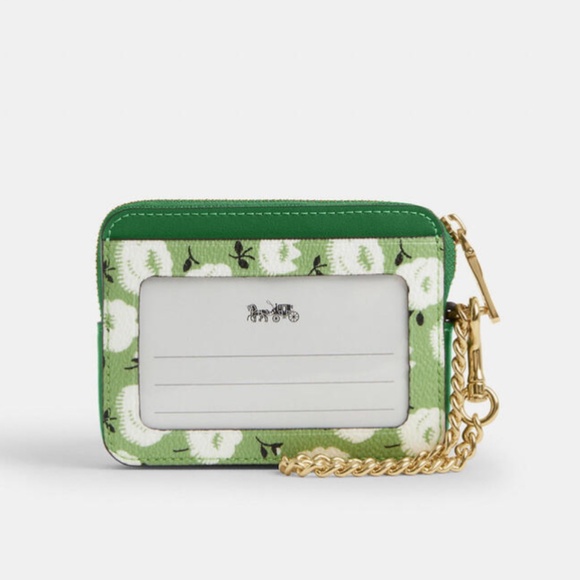 Coach Zip Card Case With Floral Print Wallet Bag Purse - Picture 6 of 6